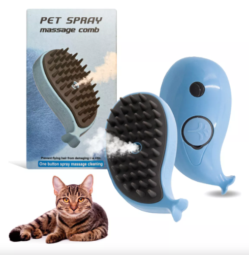 Cepillo vapor para mascota (celeste)